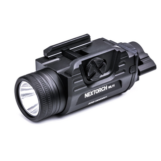 Sleek black weapon light for handgun. Black and velvet finish. 