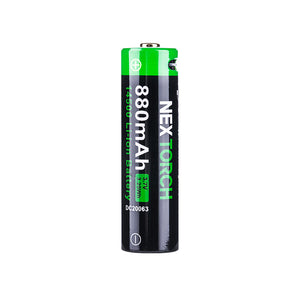 NEXTORCH 14500 USB-C rechargeable battery with 880mAh capacity for high-performance flashlights and devices